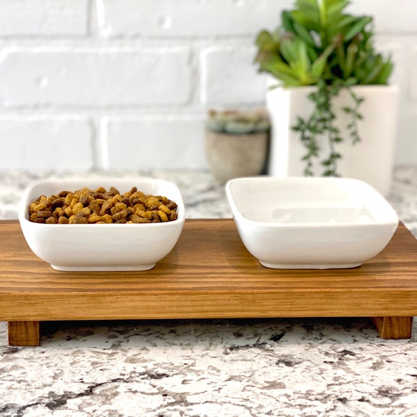 Cat Food Tray Pedestal Kitchen Farmhouse Decor