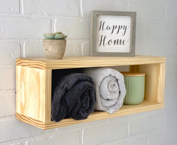 Floating Shelf, Wood Box Shelf, Bathroom Shelf, Wall Decor