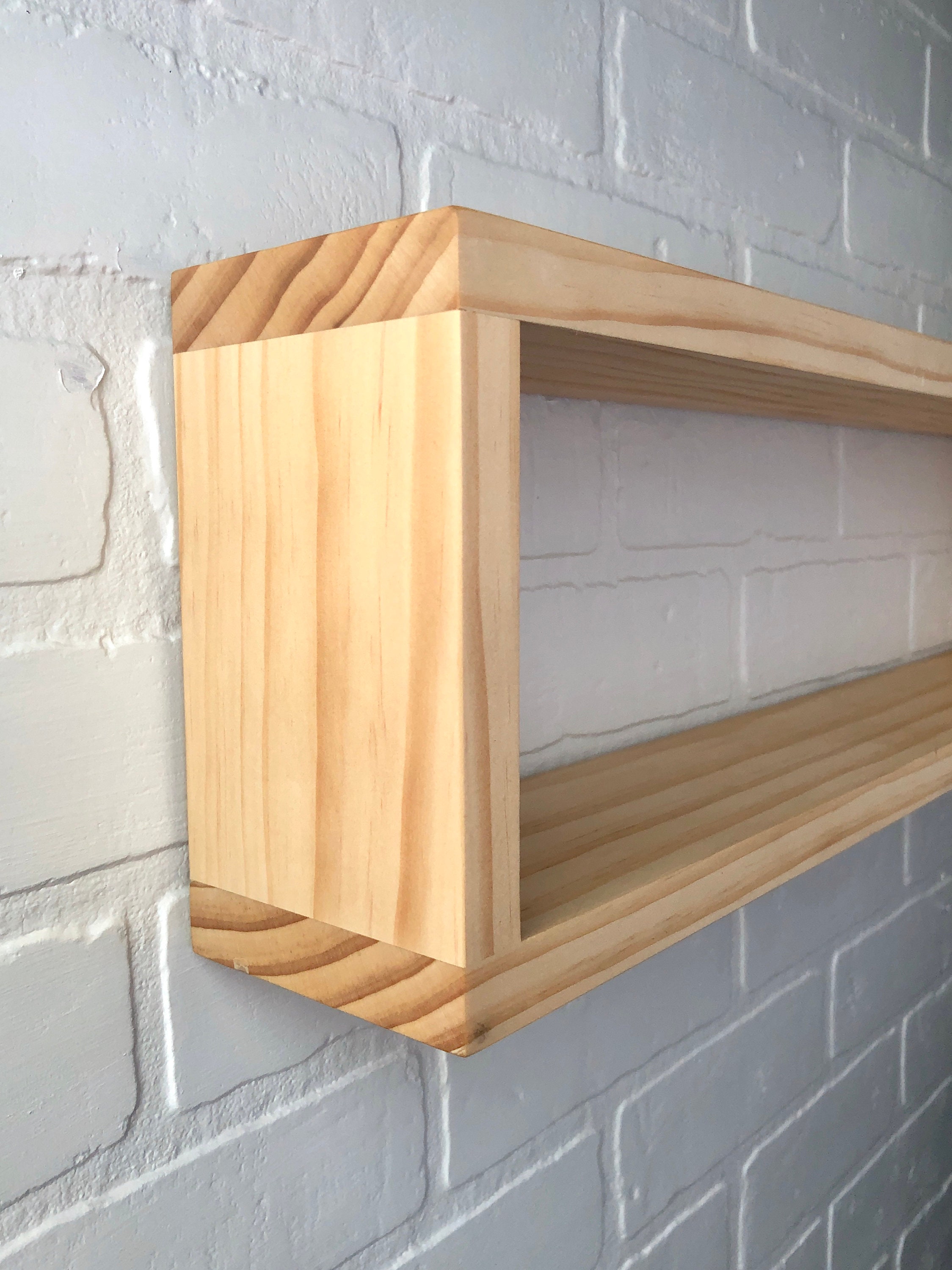 Floating Wood Box Shelf Bathroom Shelf Organizer Wall Etsy