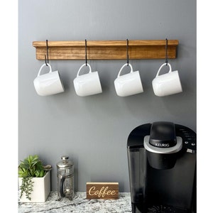 Coffee Mug | Tea Cup Hook Rack | Wooden Bar Organizer