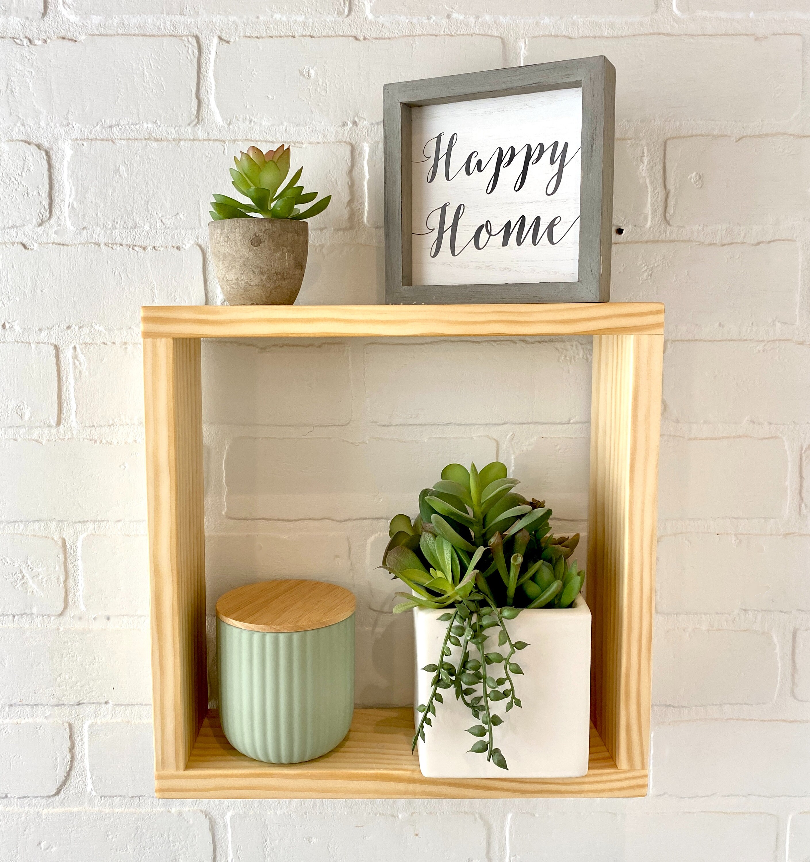 Floating Wood Box Shelf Square Display Shelf Living Room Etsy
