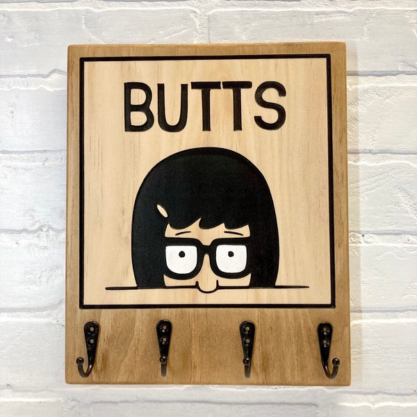 Bobs Burgers | Tina Belcher | BUTTS Entryway Organizer | Key Hanger | Coat Towel Rack