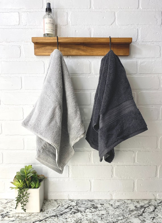 Crochet pour serviette de bain Rangement pour essuie-mains de cuisine Porte- serviettes en bois Porte-serviette -  France