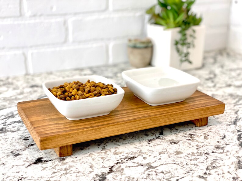 Cat Food Tray Pedestal Kitchen Farmhouse Decor Etsy