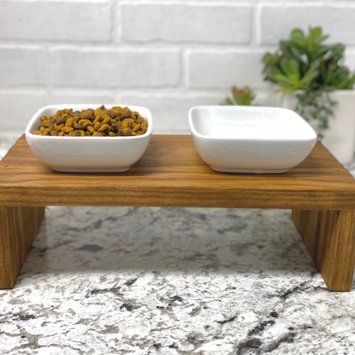 Farmhouse Cat Food Tray Elevated Feeding Station Etsy