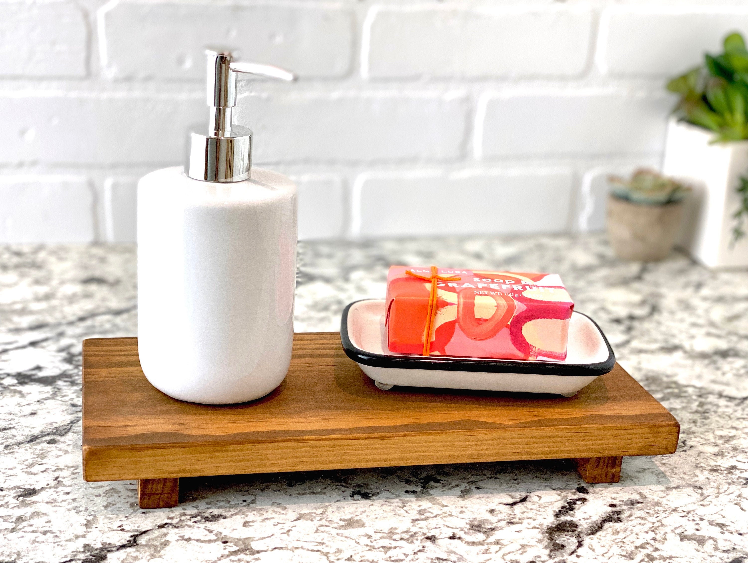 Farmhouse Soap Tray Pedestal Kitchen Bathroom Decor Medium Etsy