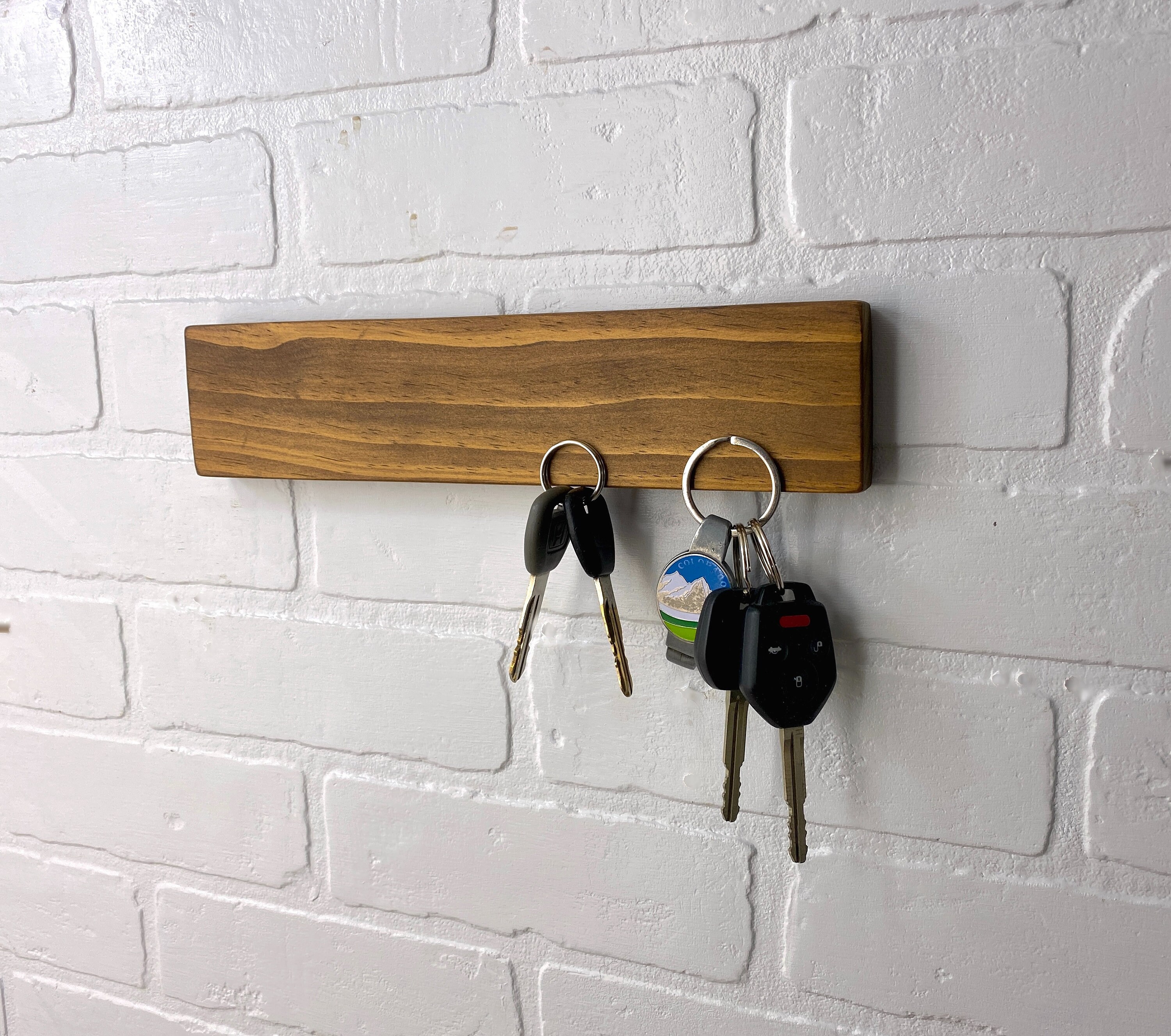 Wooden Key Holder Entryway Hookless Key Hanger Etsy