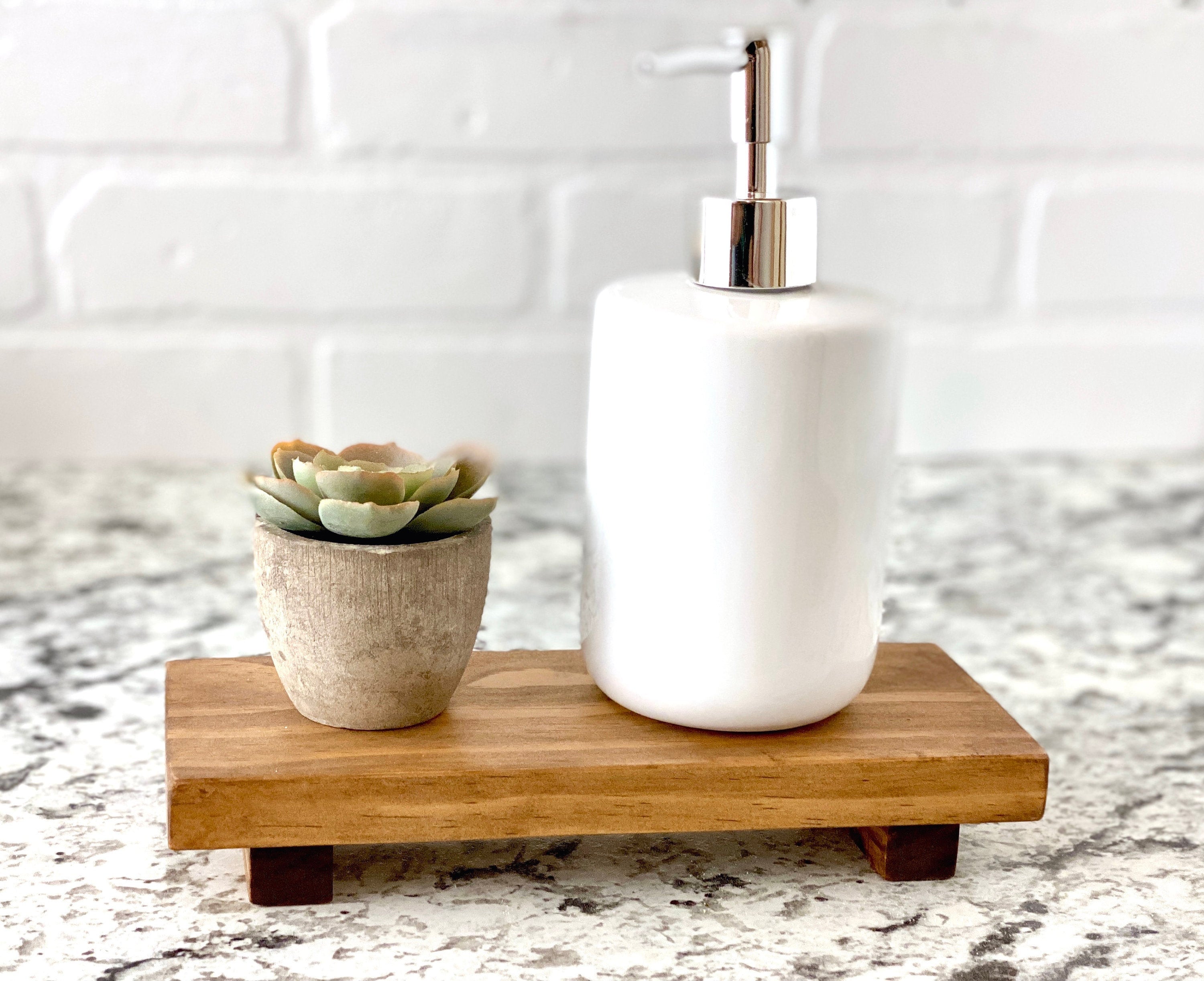 Decorative Wood Riser Soap Stand Holder, Wood Pedestal Stand Riser for  Kitchen, Soap Tray for Kitchen Sink, Wooden Risers for Display Plants  Bottles