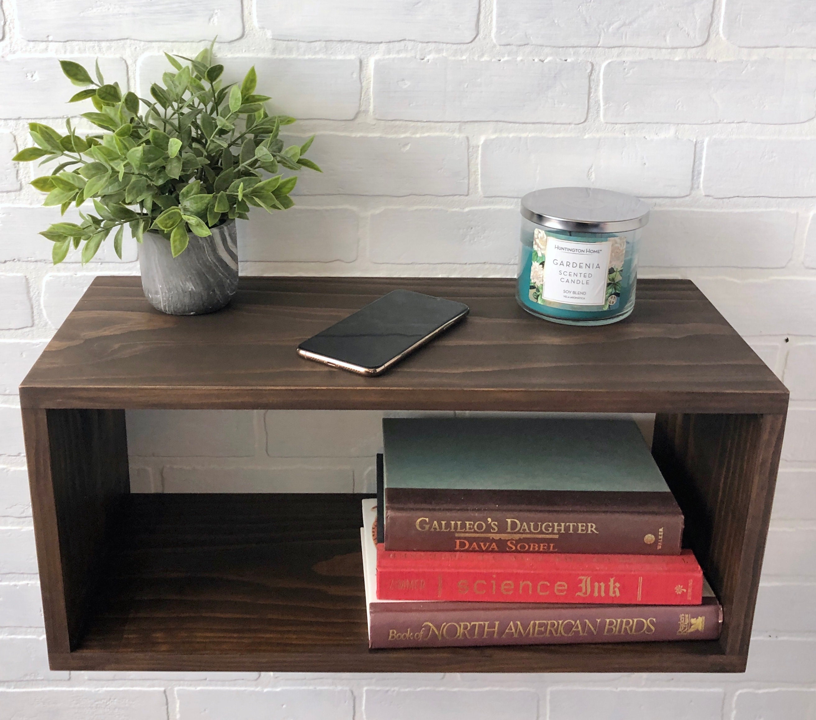 Floating Wood End Table Nightstand Etsy