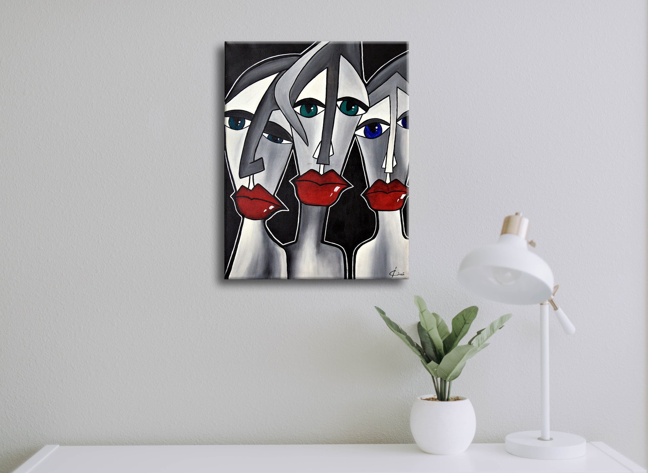 Pop Art Acrylic Figure Painting Original 3 Figures Abstract on Etsy