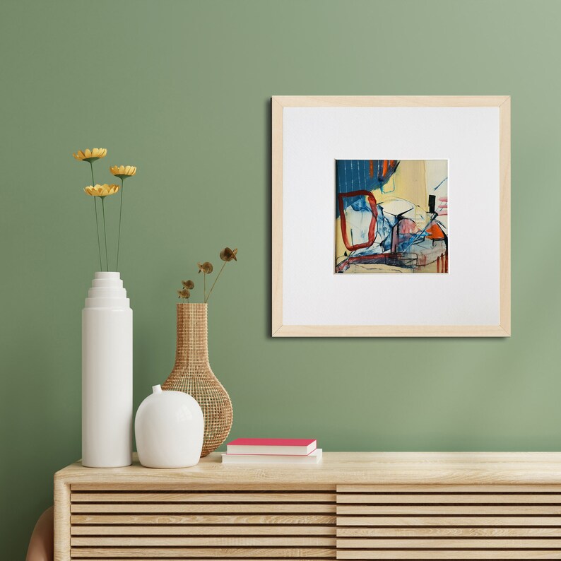 Prussian Blue Abstract Painting Neutral Minimalist Wall Art Etsy UK