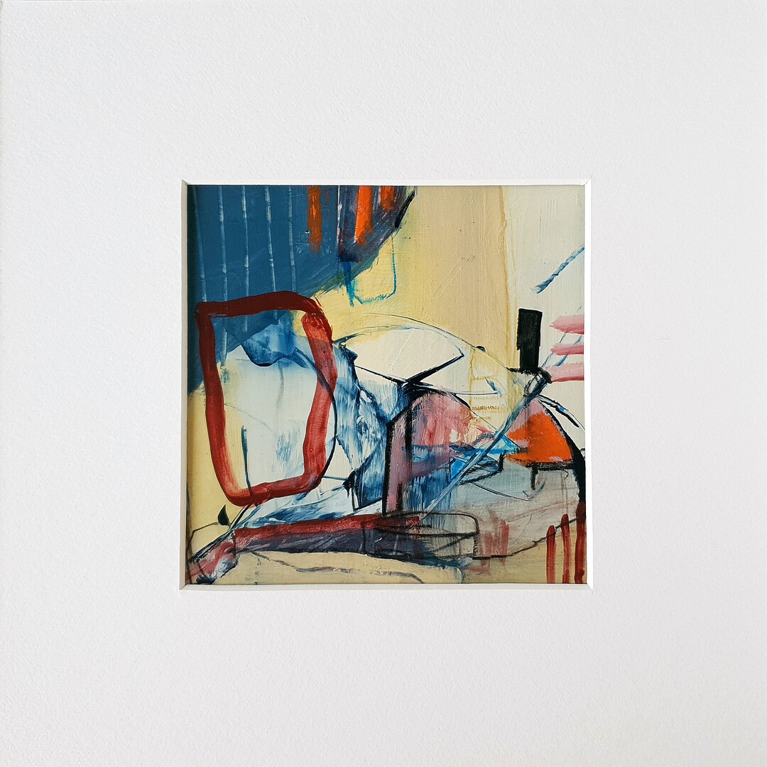 Prussian Blue Abstract Painting Neutral Minimalist Wall Art Etsy UK