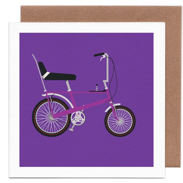 Purple Chopper - Greetings card, Bicycle, purple