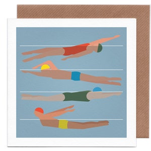 Swimmers - Greeting card, Black inside, Swimming