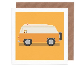 VW Camper - Greetings card, Blank inside, Van