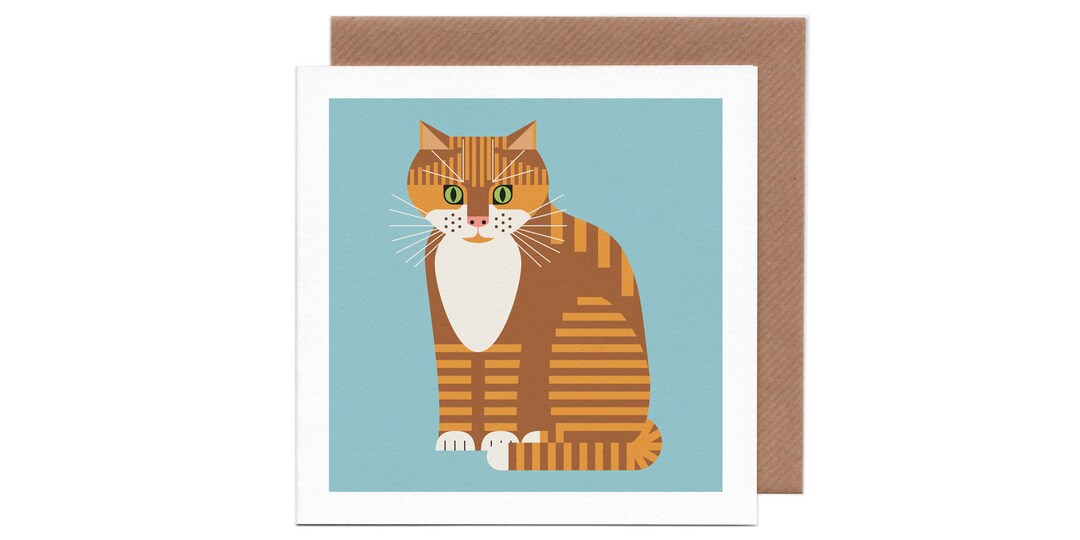 Jonesy Greetings Card Blank Inside Ginger Cat - Etsy