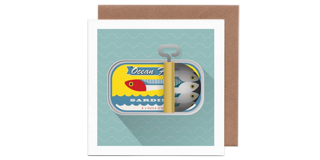 Sardine Tin Greetings Cards, Blank Inside Etsy