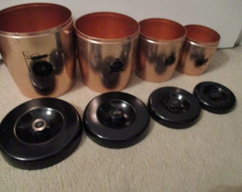 West Bend Aluminum Kitchen Nesting Canisters Set of 4, good lids.