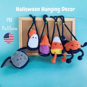Halloween Hanging Crochet Patterns, Grim Reaper Pattern, Ghost Crochet Pattern, Bat Pattern, Gnome Pattern, Pumpkin Pattern - PDF pattern