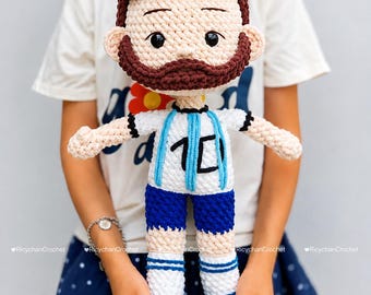 Schema per realizzare all'uncinetto una bambola calciatore / Bambola amigurumi di calcio / Tutorial in PDF (solo in inglese)