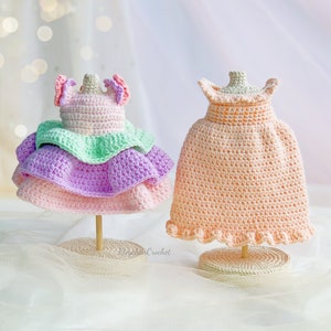 Doll clothes pattern (For 10inches doll): Princess dress and nightgown, Crochet doll outfit, Amigurumi doll clothes - PDF pattern in English