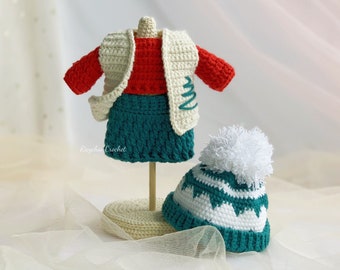 Amigurumi Doll Outfit Crochet Pattern – 26cm Christmas Clothes (PDF Pattern)