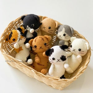 Crochet Animal Pattern: Bundle of 6 items crochet cat pattern | Cat head keychain pattern | PDF in English