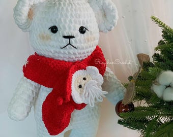 Plüsch Bär mit Schal Amigurumi Schnittmuster - PDF Schnittmuster nur in Englisch