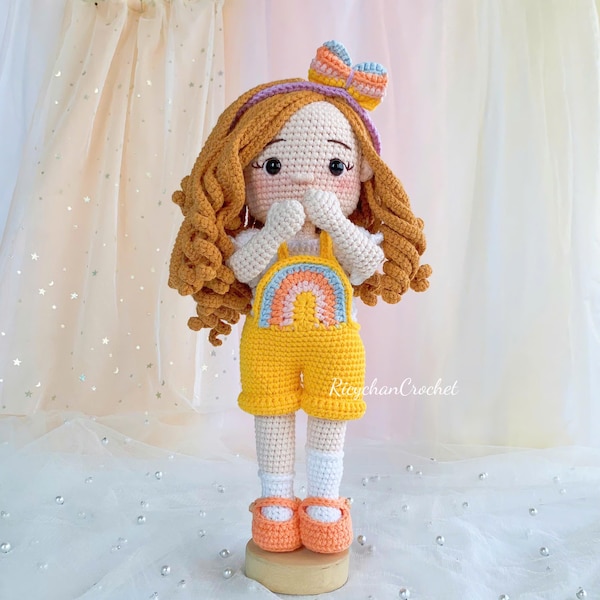 Doll Crochet Pattern (10-inch), Wendy Doll Amigurumi (PDF Tutorial in English only)