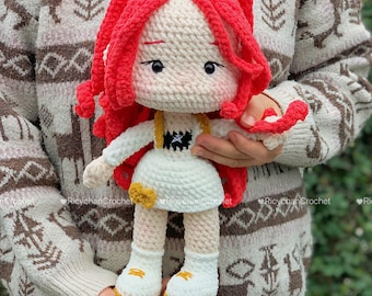 Ragazza Kpop dai capelli rosa Amigurumi - Schema per bambola all'uncinetto - Tutorial in PDF (solo in inglese)