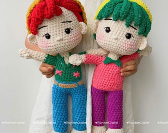 Pacchetto 2 in 1 Bambola Amigurumi all'uncinetto Kpop Boy - Modello PDF solo in inglese