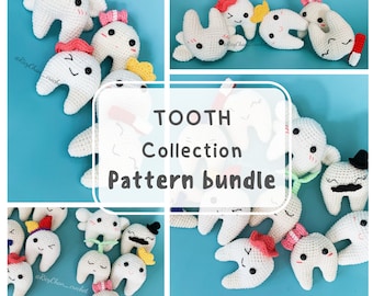 Häkelanleitung für Zahnspielzeug: Amigurumi Bundle (PDF-Anleitung in Englisch)