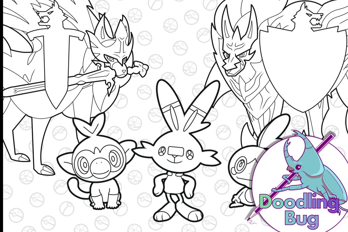 Pokemon Sword & Shield Colouring Page Etsy