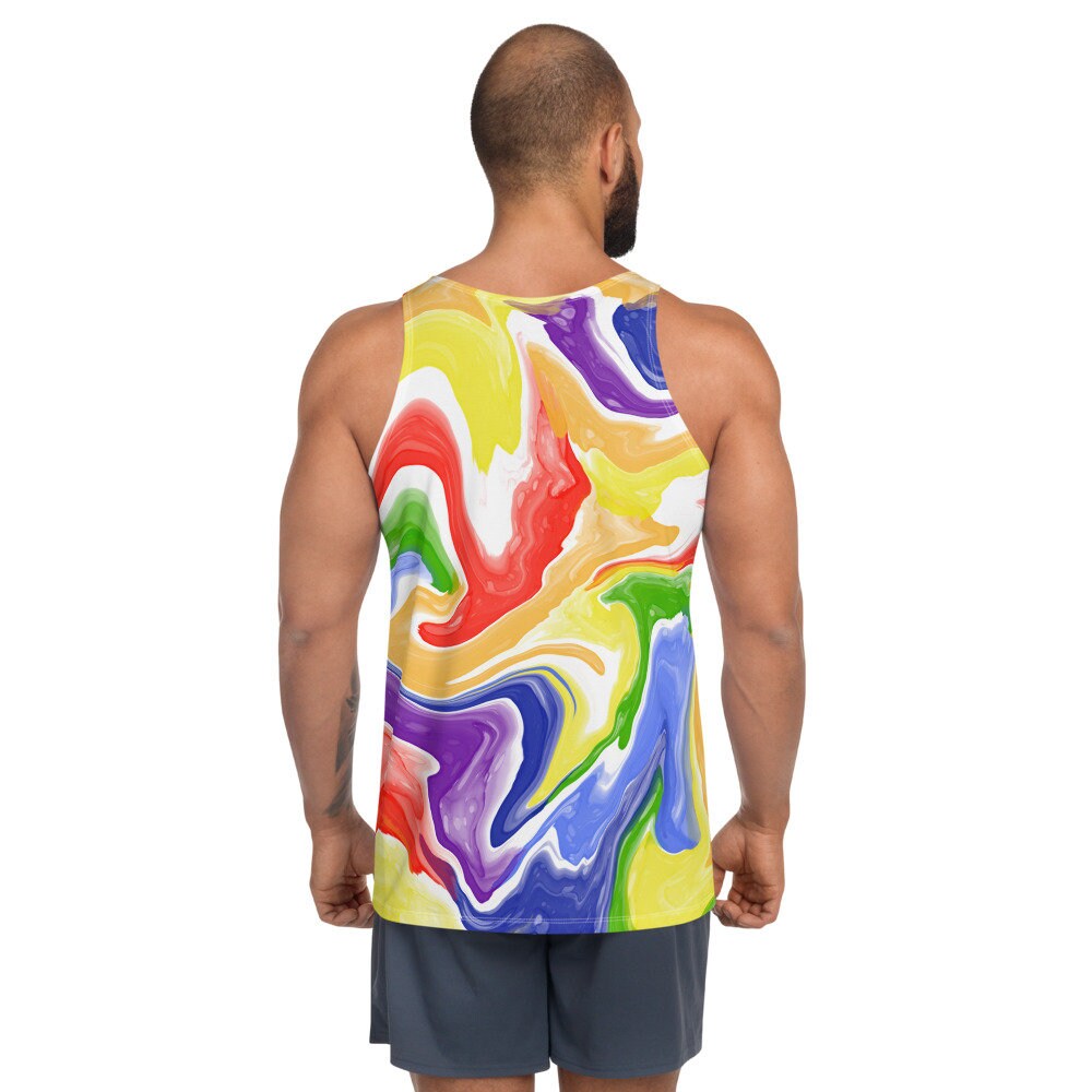 Débardeur Tie-dye Unisexe Rouge, Blanc, Bleu Taille M - Neuf Avec étiquettes, Coton