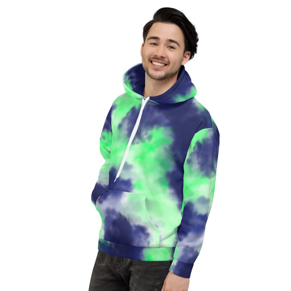 white and lime green hoodie