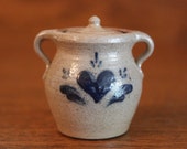 RARE Rowe Pottery Works Miniature Two-Handled Stoneware Cookie Jar