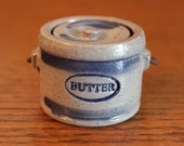 RARE Rowe Pottery Works Miniature Salt-Glaze Stoneware Butter Jar