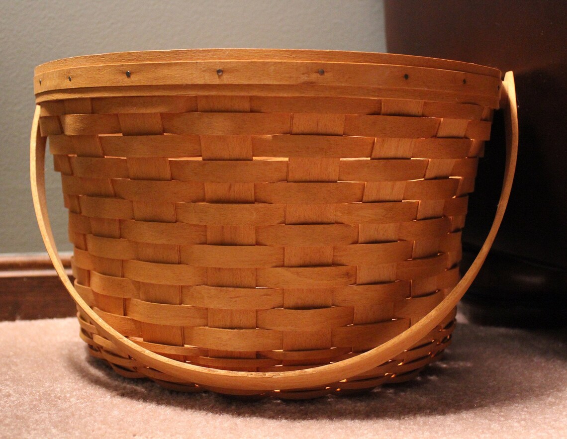 Vintage 1996 Longaberger Large Apple Basket w/ Liner Etsy