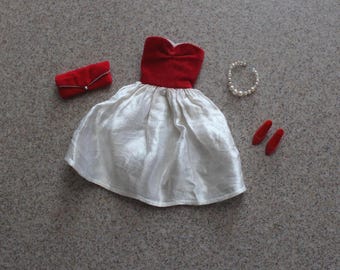 1960's Barbie "Silken Flame" with Red Velvet Clutch and Pearl Strand #977 and #939