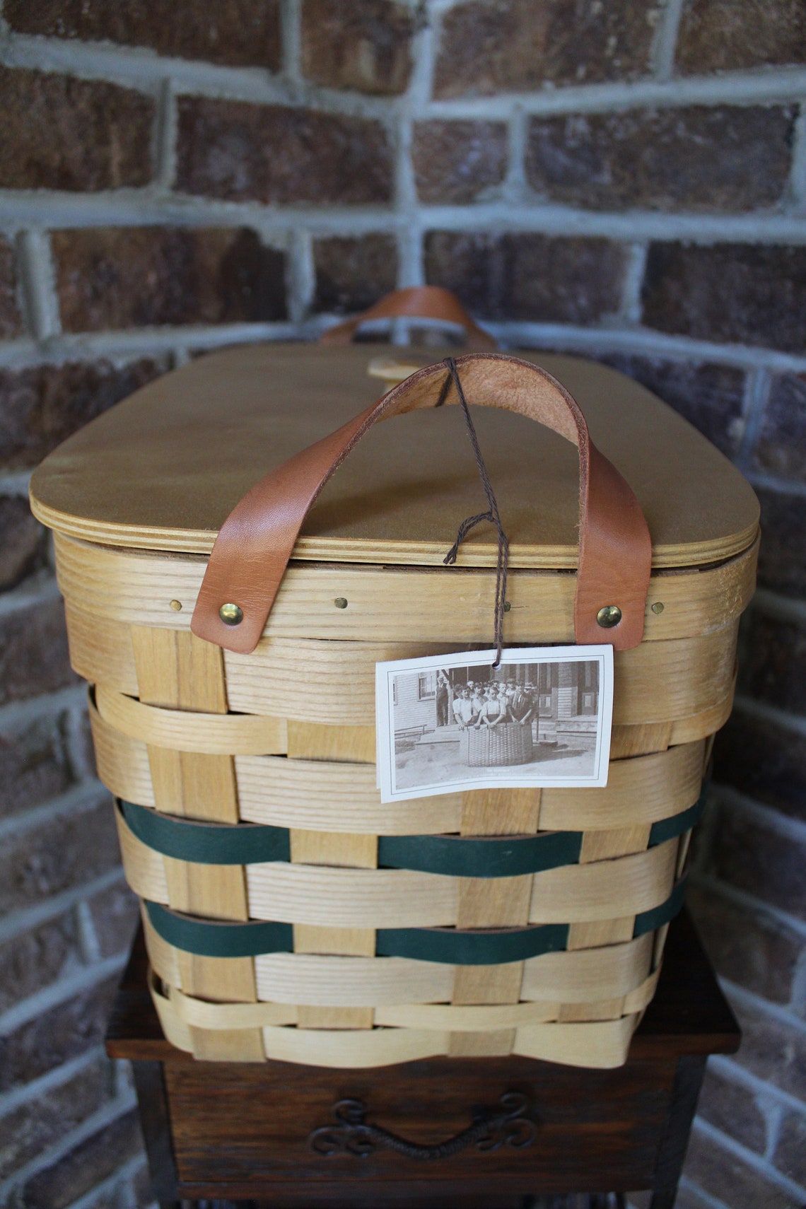 Peterboro Basketlarge With Leather Handles and Lid Etsy Singapore