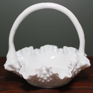 Fenton Hobnail Milk Glass Basket