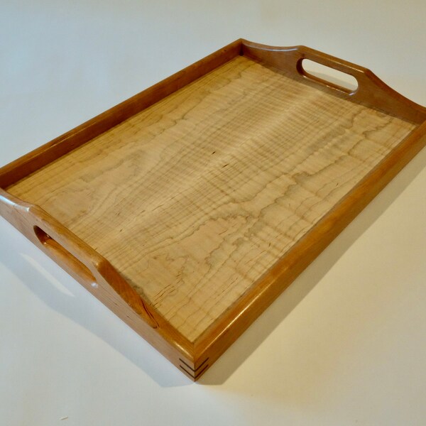 Wood Serving Tray, Extra-Large, Curly Maple and Cherry