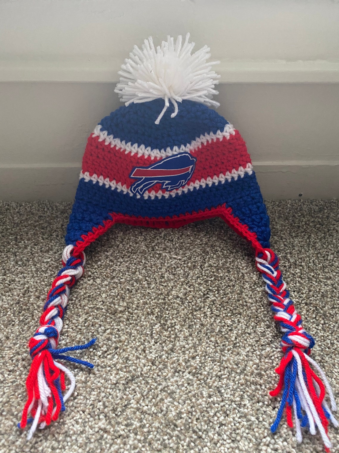 Buffalo Bills Ear Flap Crochet Baby Hat Etsy