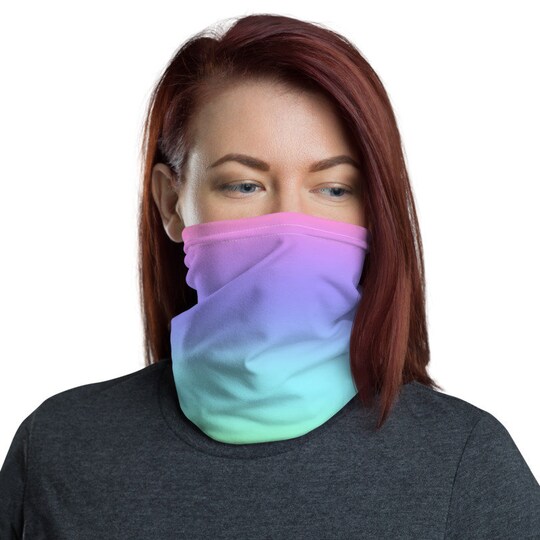 Cooling Neck Gaiter for Women Made in USA, Pastel Ombre Scarf, Soft Breathable and Stretchy Fabric