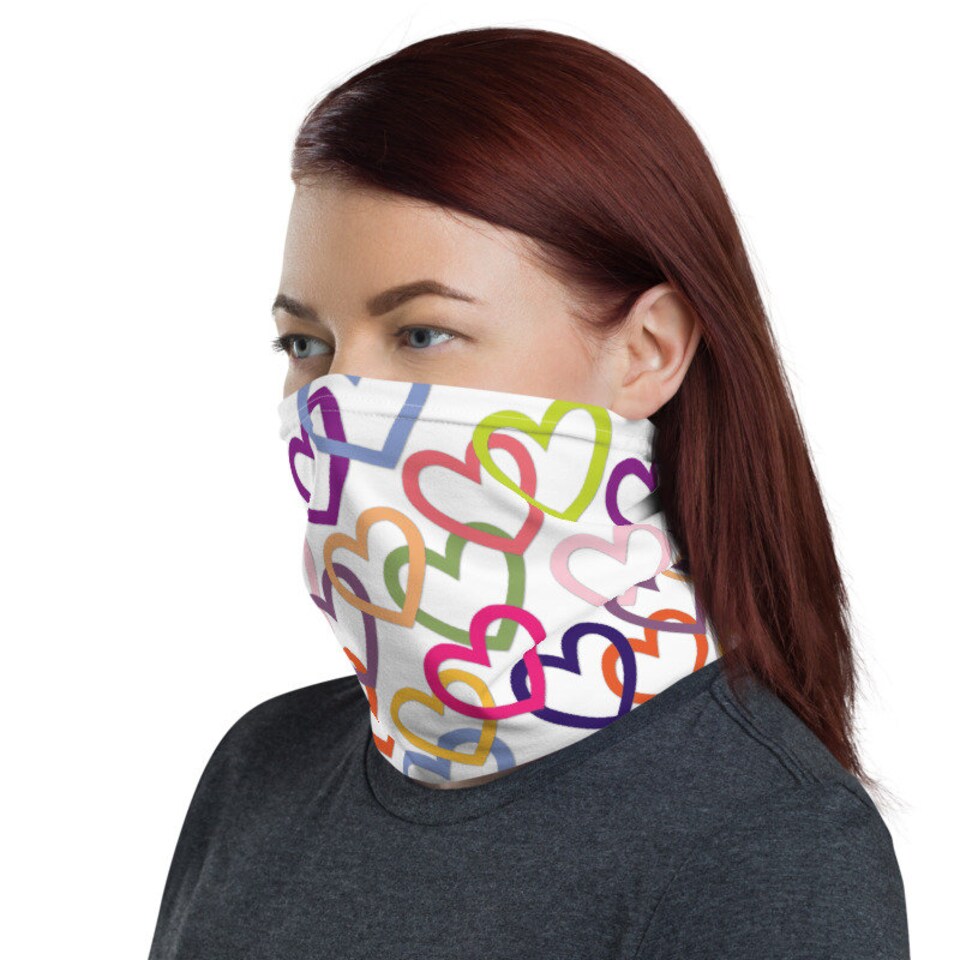 Discover Colorful Hearts Cooling Summer Neck Gaiter, Full Face Dust Mask, Headwear Washable Scarf