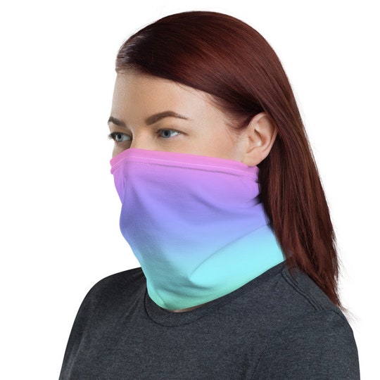Cooling Neck Gaiter for Women Made in USA, Pastel Ombre Scarf, Soft Breathable and Stretchy Fabric