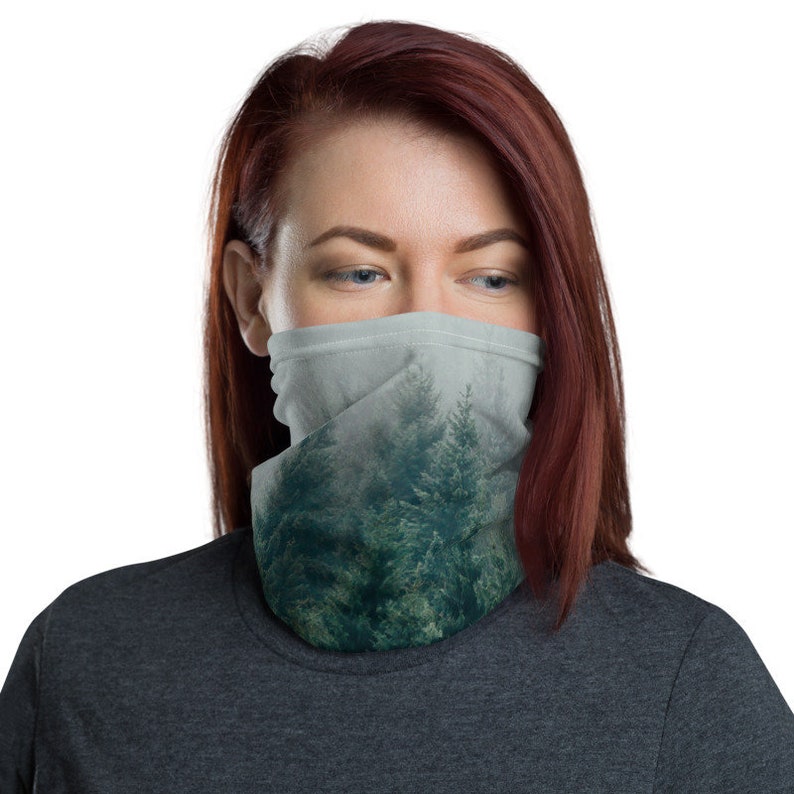 Hiking Neck Gaiter Tube Face Mask for Women Green Forest Etsy