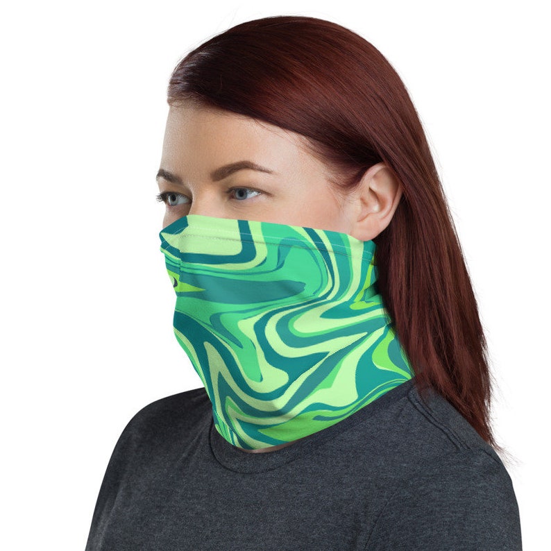 Green Neck Gaiter for Women Made in USA Abstract Neck Warmer Etsy