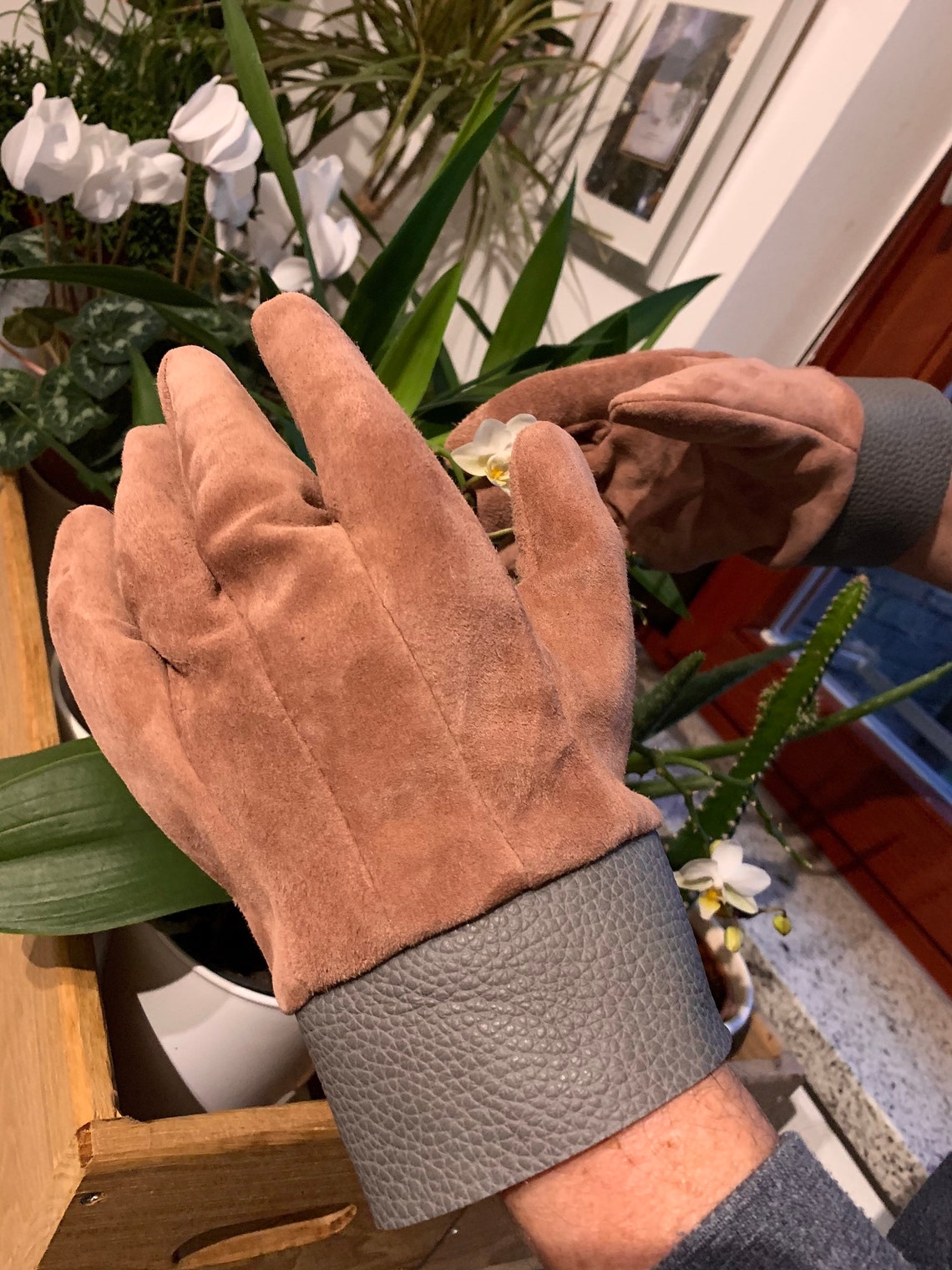 Gardening Gloves Gift for men Suede Leather Gloves Etsy