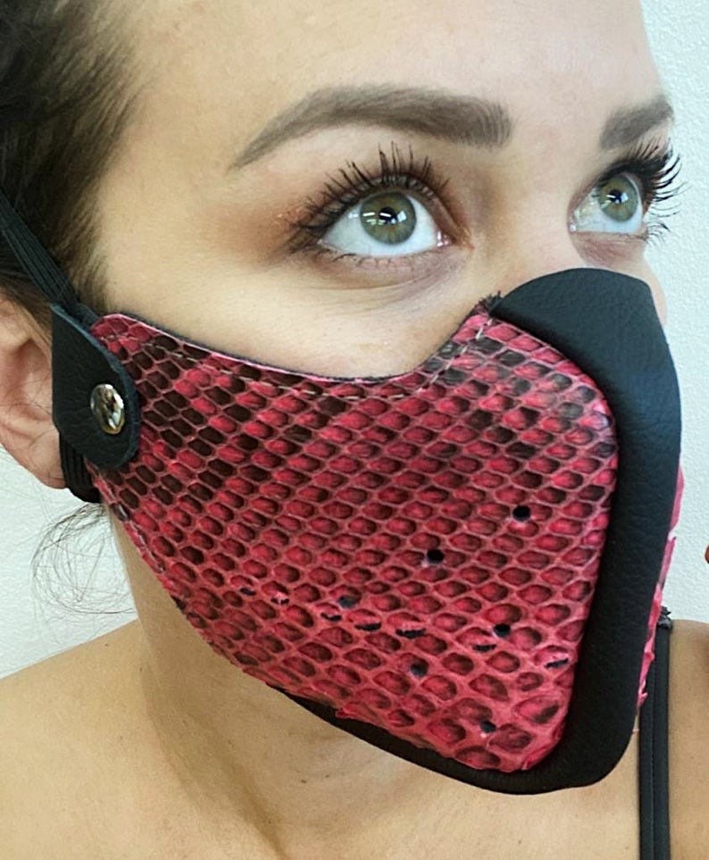 Python face mask real python face mask leather face mask Etsy